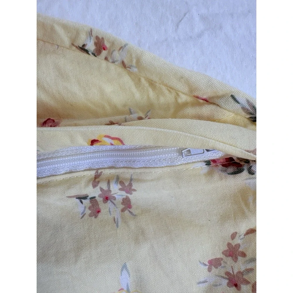 Boppy Pillow Replacement Cover Yellow Cotton With Pink Flowers Zipper‎ Closure